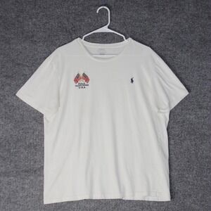Polo Ralph Lauren T Shirt Mens XL White USA Flags Logo Short Sleeve Tee